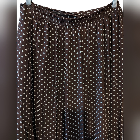 Vintage Maggie McNaughton Brown with Cream Polka Dot Light Pleated Skirt Sz 16W - Picture 3 of 11